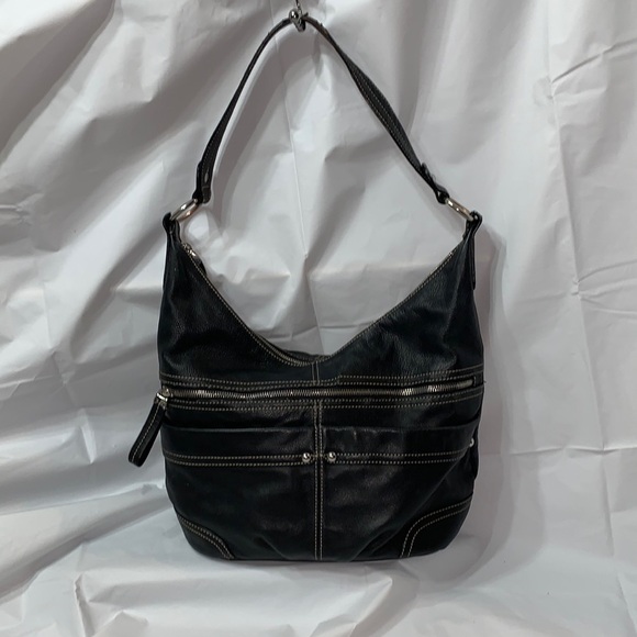 Ellen tracy black leather shoulder bag - Picture 1 of 12